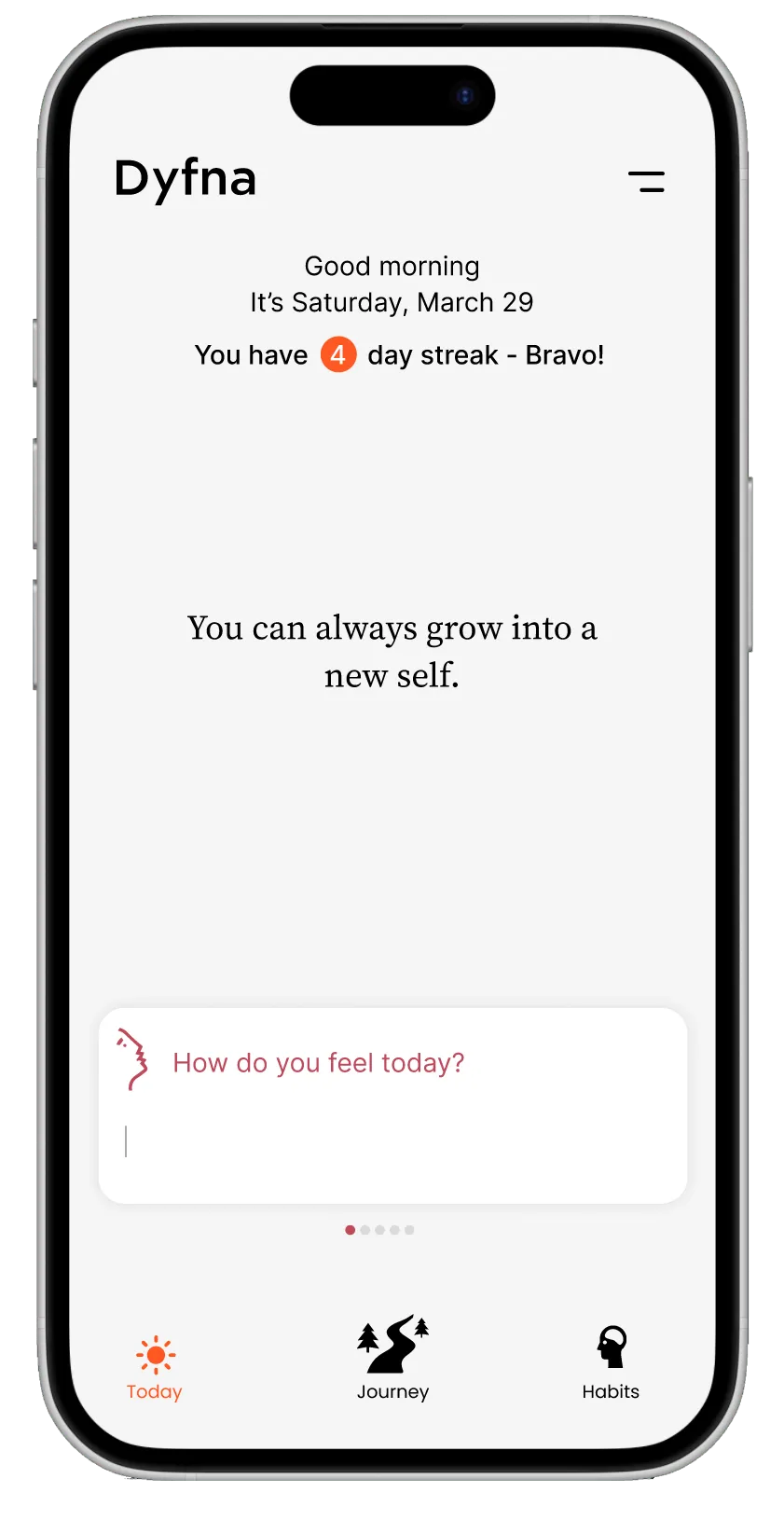 Dyfna app interface